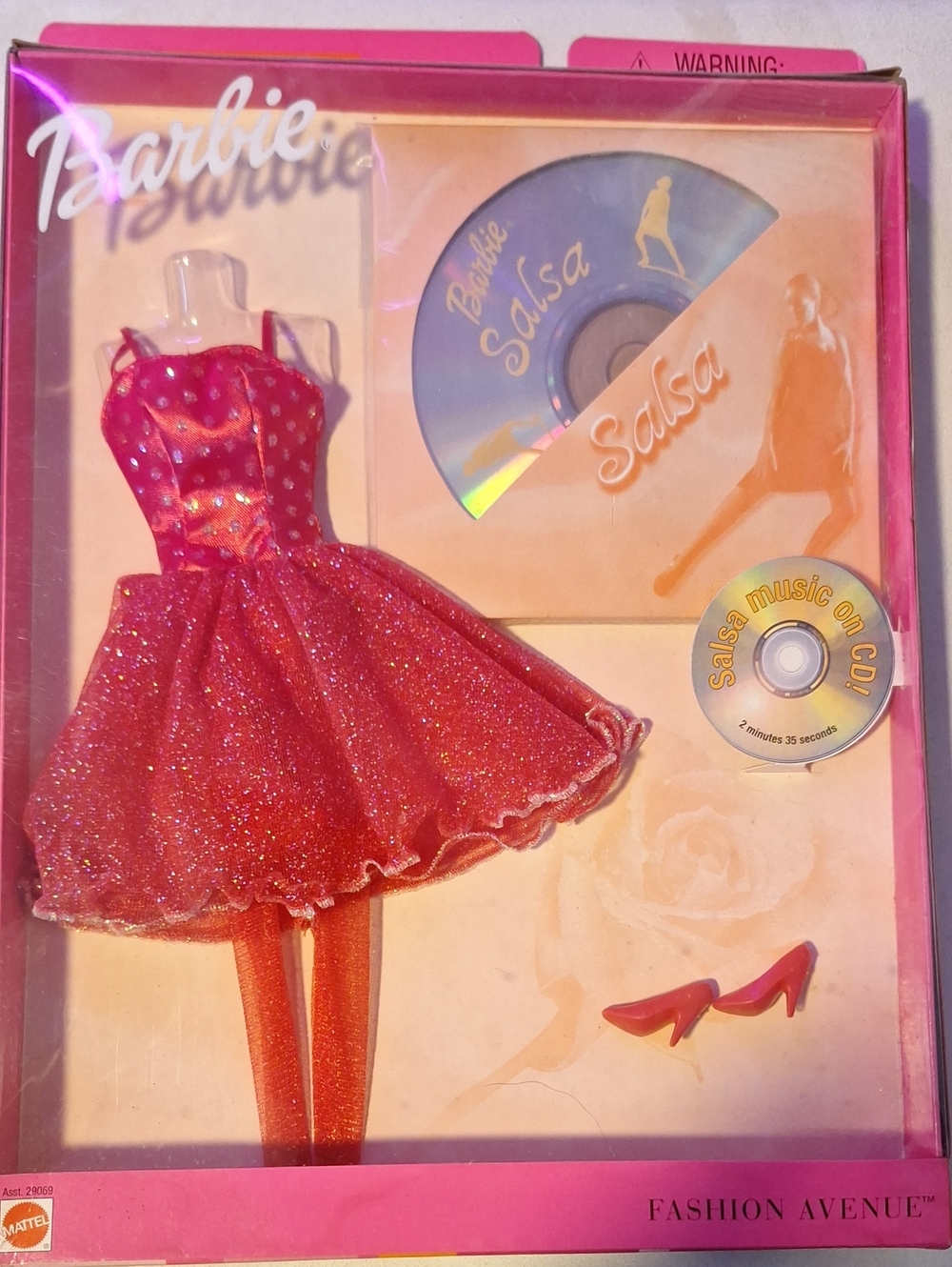 Vintage Barbie Movin' To Music Pink Glitter Salsa Dress Set - NiB